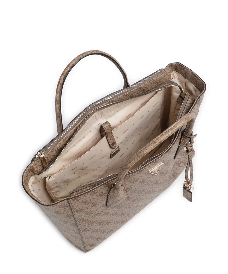 Guess Marissa Tech Logo Handtasche latte logo