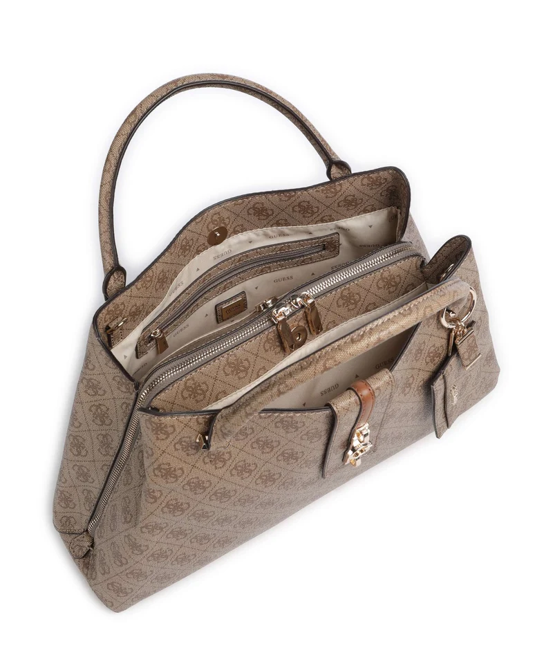 Guess Yvonne Girlfriend Logo Handtasche latte logo