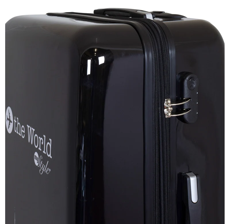 Motivkoffer Design FlyTheWorld schwarz-weiß – Reisekoffer mit Motiv – Hartschale ABS/Polycarbonat – S M L – leicht & robust