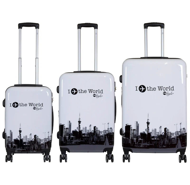 Motivkoffer Design FlyTheWorld – Reisekoffer mit Motiv – Hartschale ABS/Polycarbonat – S M L – leicht & robust