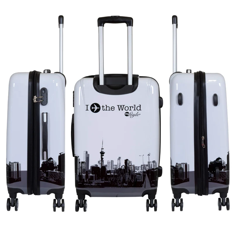 Motivkoffer Design FlyTheWorld – Reisekoffer mit Motiv – Hartschale ABS/Polycarbonat – S M L – leicht & robust