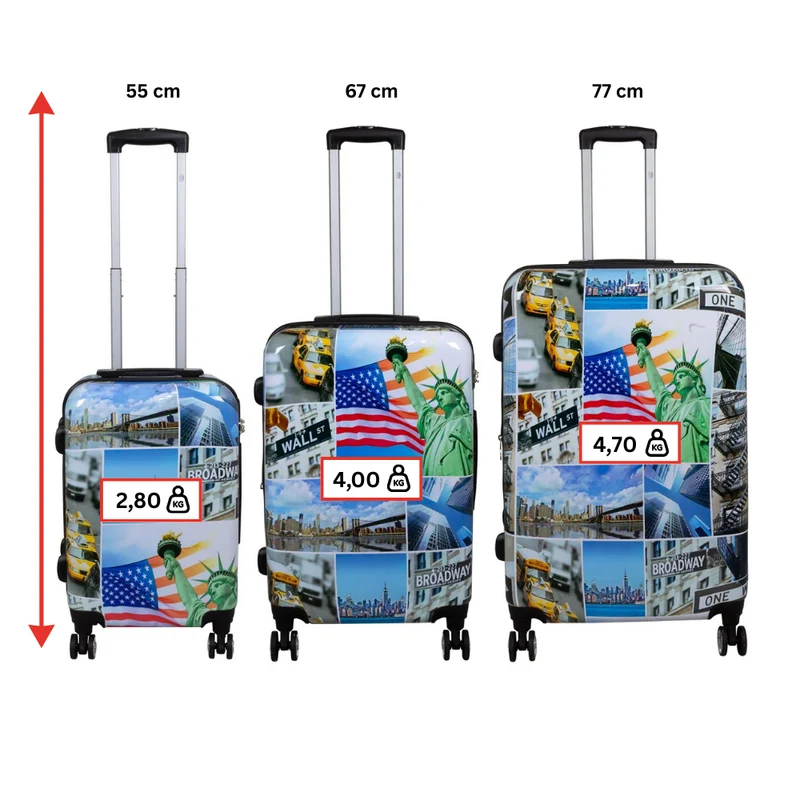Motivkoffer Design Freiheitsstaue USA – Reisekoffer mit Motiv – Hartschale ABS/Polycarbonat – S M L – leicht & robust