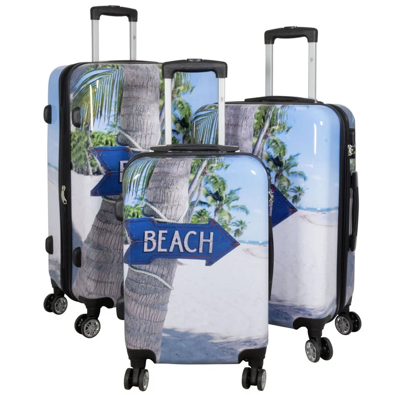 Motivkoffer Design Strandmotiv Sandstrand Beach – Reisekoffer mit Motiv – Hartschale ABS/Polycarbonat – S M L – leicht & robust