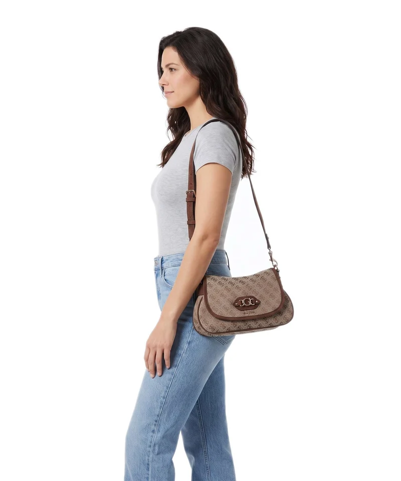 Guess Samantha Schultertasche latte logo/brown