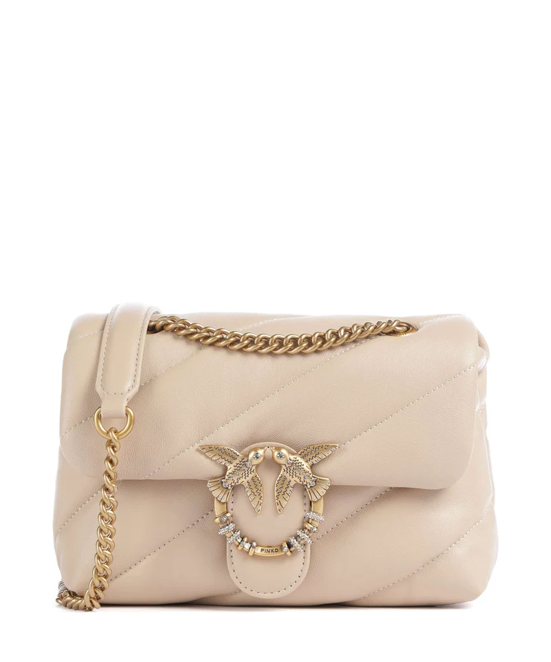 Pinko Love Puff Mini New Buckle Schultertasche beige/grigio fumo/antique gold