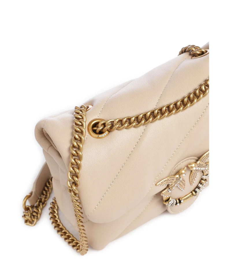 Pinko Love Puff Mini New Buckle Schultertasche beige/grigio fumo/antique gold