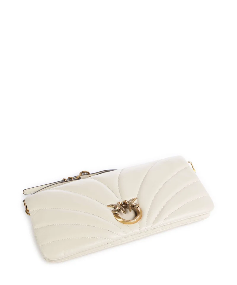 Pinko Click Horizontal Classic Umhängetasche bianco seta/antique gold