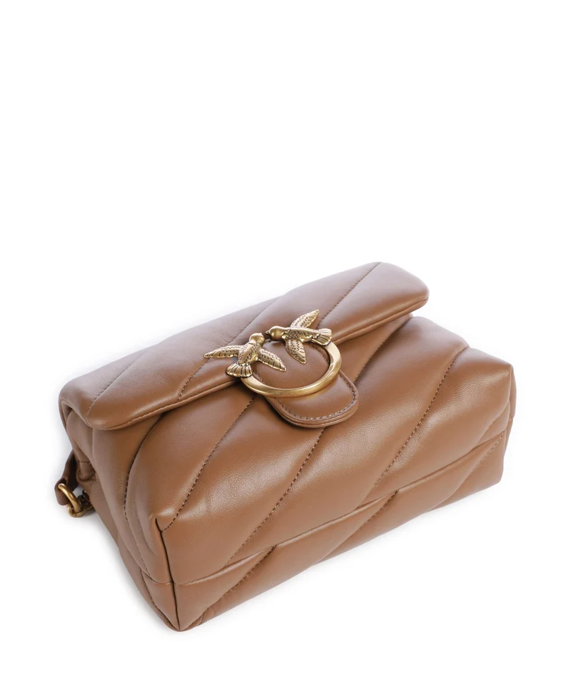 Pinko Love Puff Mini Schultertasche marrone cognac/antique gold