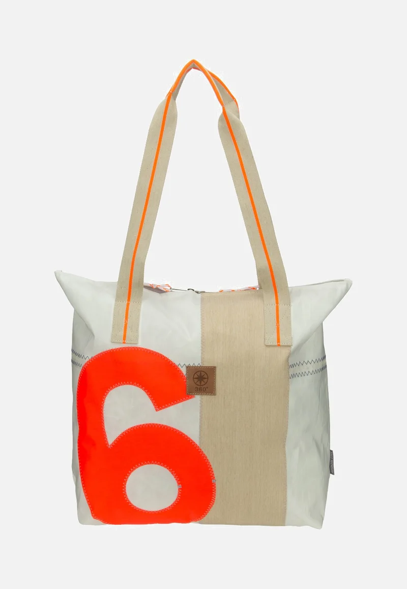 Welle Weiss/Sand/Zahl Orange - Shopper