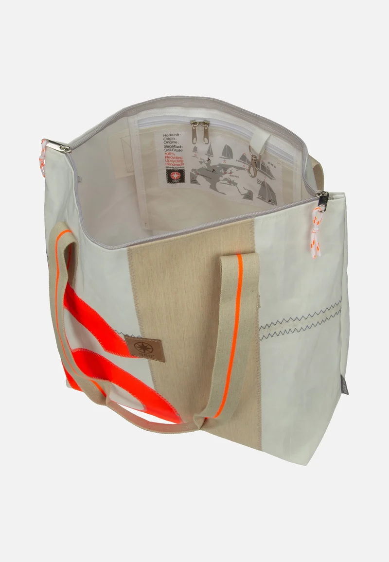 Welle Weiss/Sand/Zahl Orange - Shopper