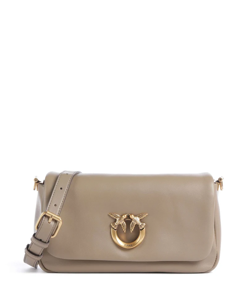 Pinko Click Soft Horizontal Mini Umhängetasche grigio talpa/antique gold