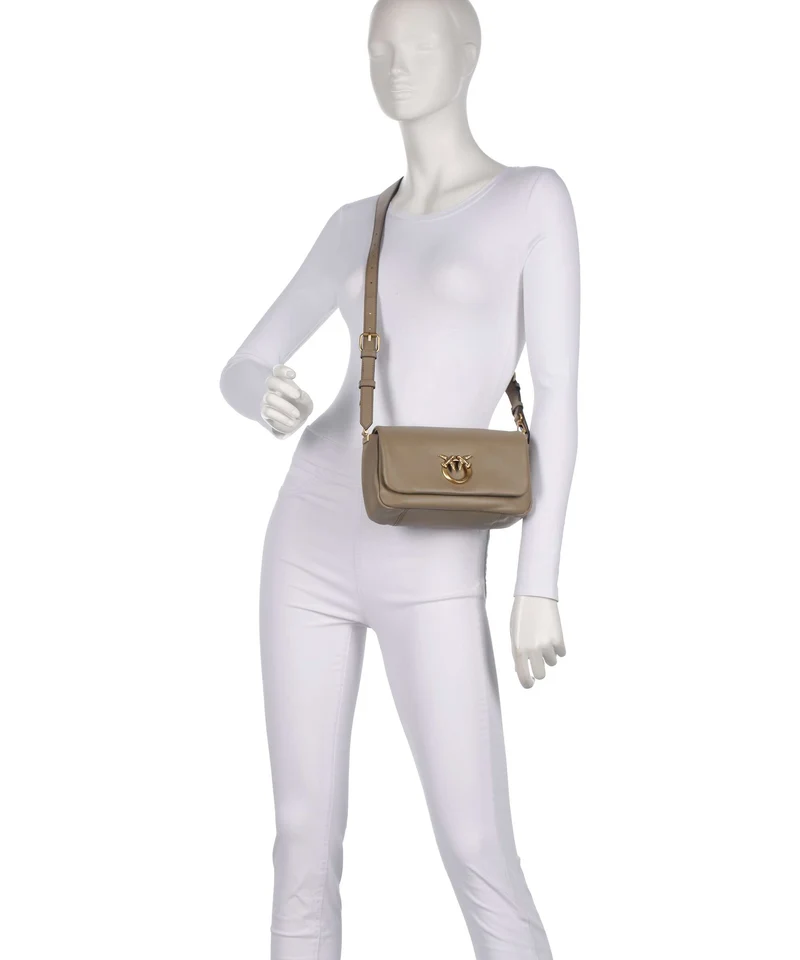 Pinko Click Soft Horizontal Mini Umhängetasche grigio talpa/antique gold