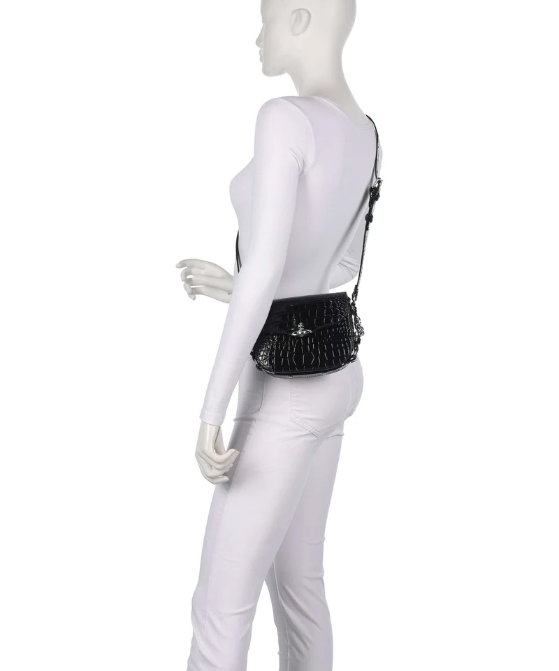Vivienne Westwood Hunter Embossed Croc Umhängetasche black