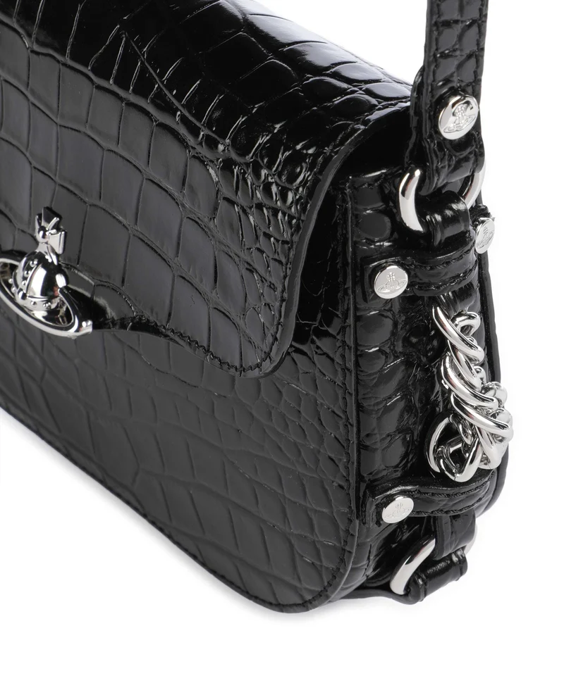 Vivienne Westwood Hunter Embossed Croc Umhängetasche black