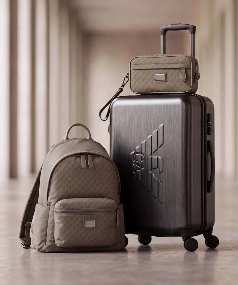 Emporio Armani Eagle All Over Kulturbeutel stone gray