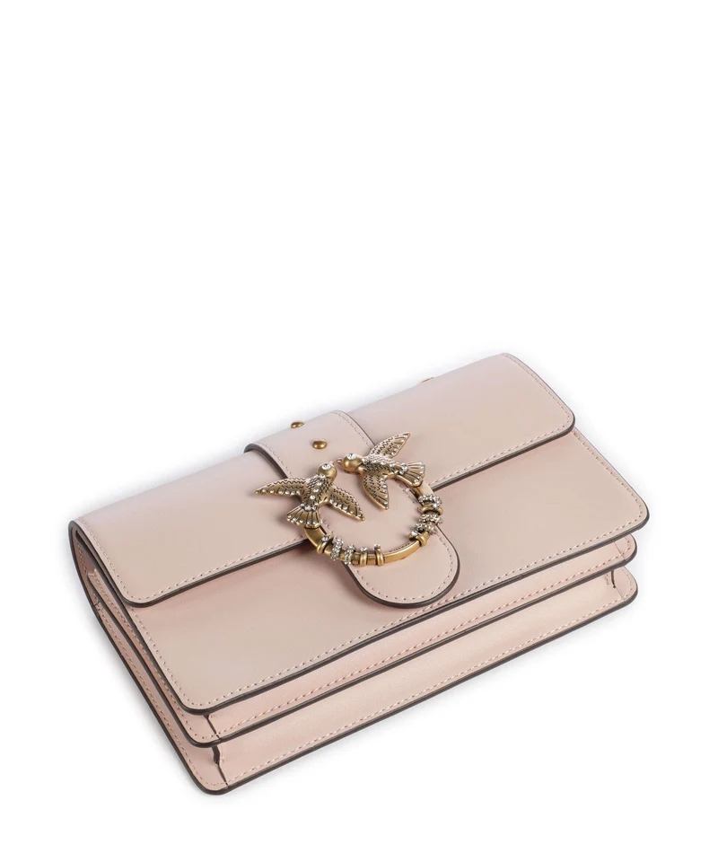 Pinko Love One Mini New Buckle Umhängetasche rosa cammeo/antique gold