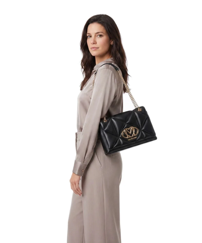 Love Moschino Embossed Q Schultertasche nero