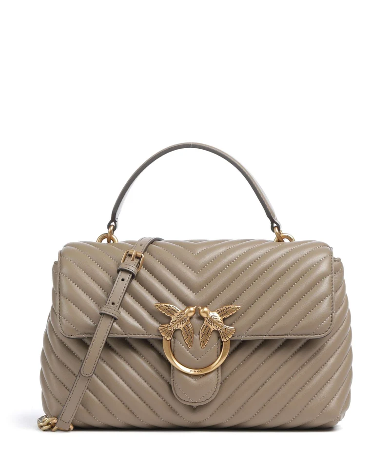 Pinko Love Lady Puff Classic Handtasche grigio talpa/antique gold