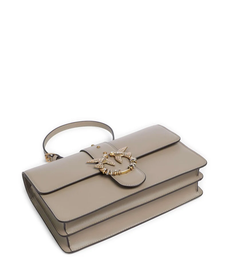 Pinko Love One Classic New Buckle Umhängetasche grigio talpa/antique gold