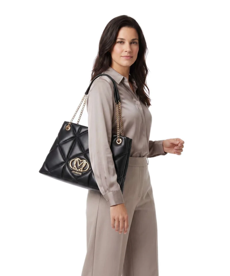 Love Moschino Embossed Q Shopper nero