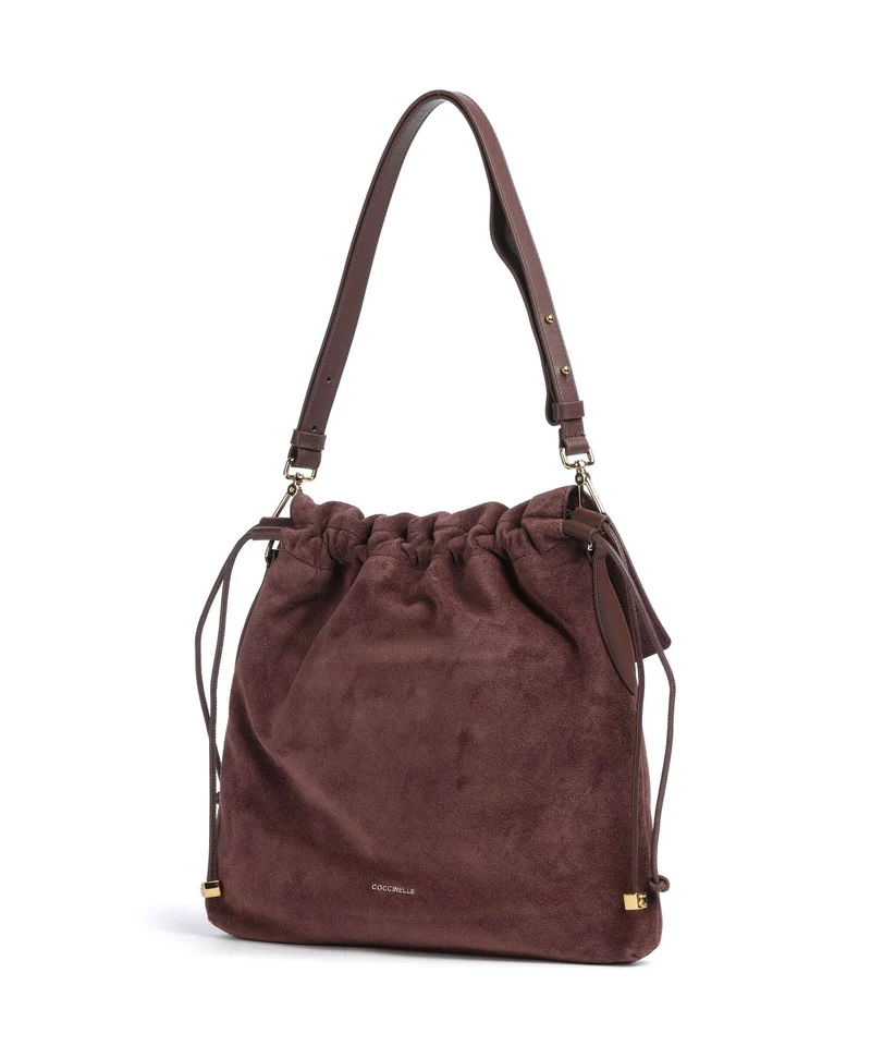 Coccinelle Lidia Suede Beuteltasche berry