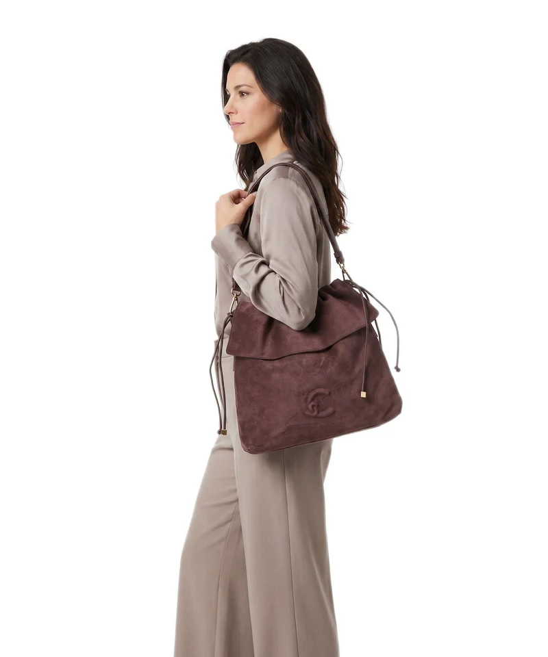 Coccinelle Lidia Suede Beuteltasche berry