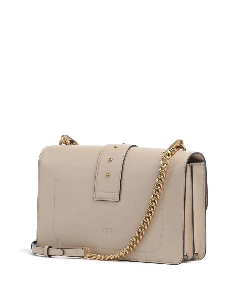 Pinko Love One Classic New Buckle Umhängetasche beige/grigio fumo/antique gold