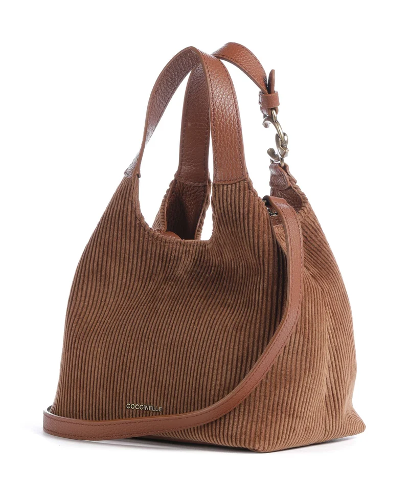 Coccinelle C-Easy Corduroy Handtasche cognac