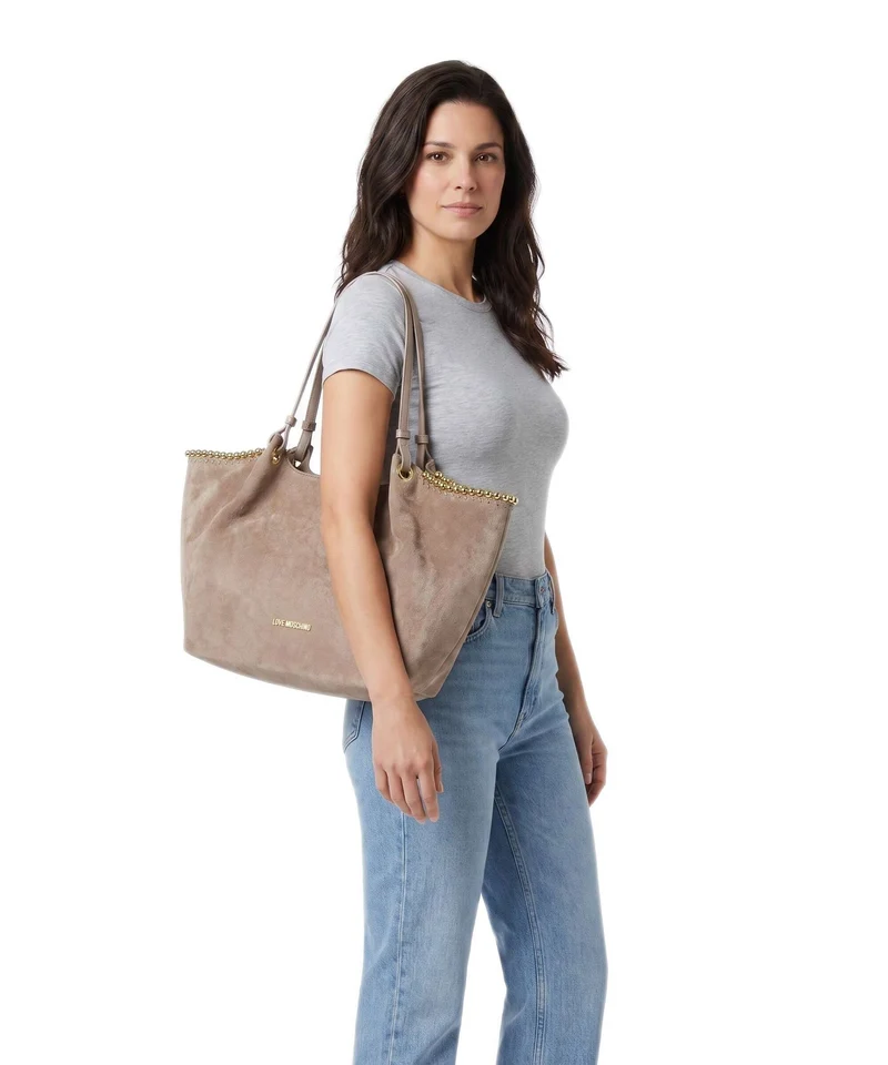 Love Moschino Gold Bead Shopper sabbia