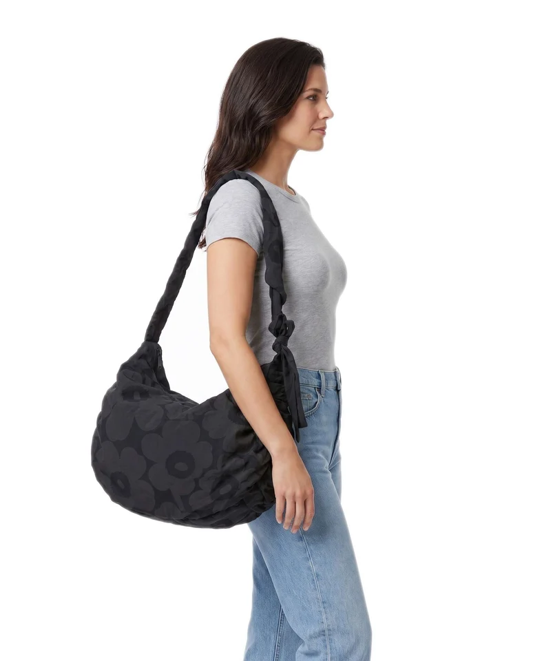 Marimekko Utu L Unikko Beuteltasche dark grey/black