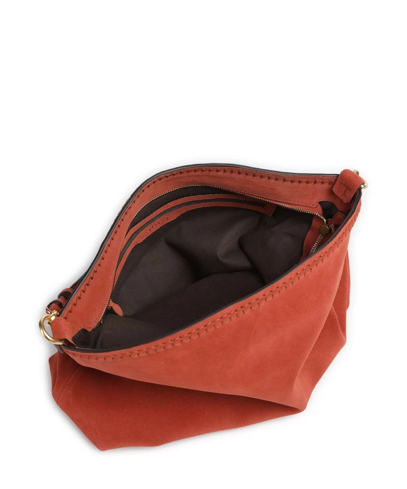 Abro Suede Signature Beuteltasche dark orange