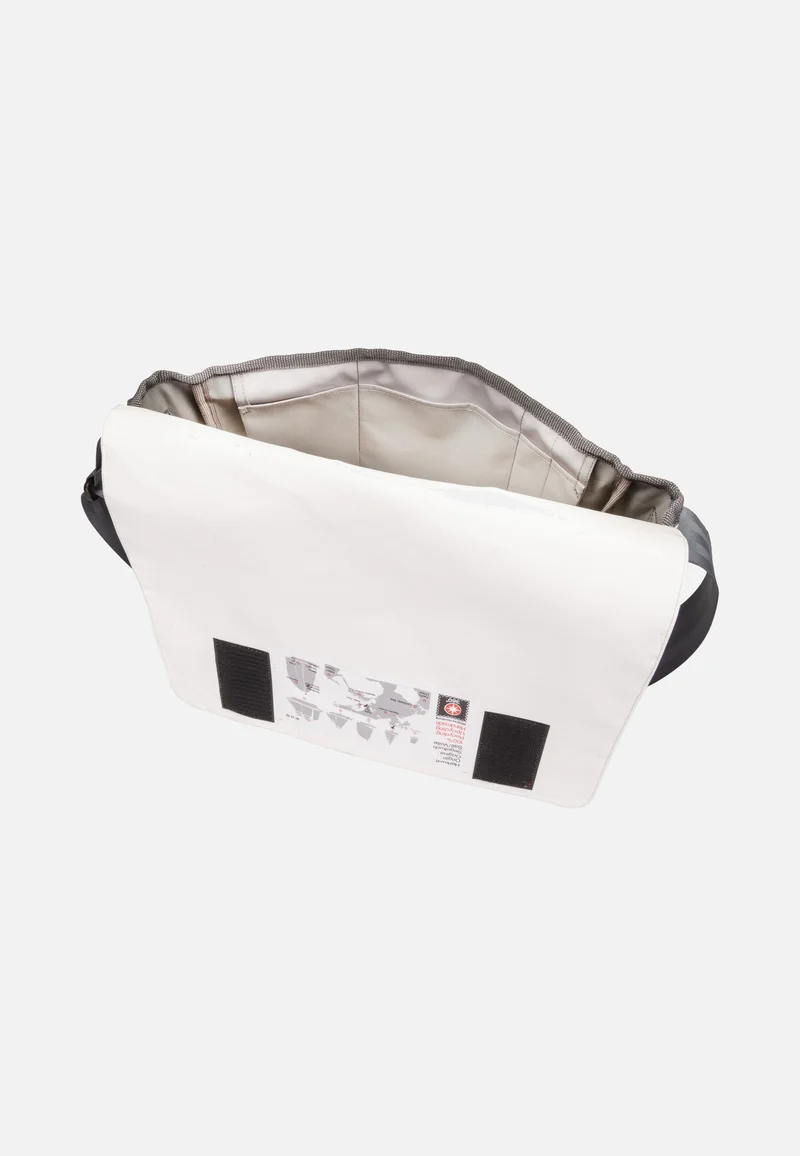 Barkasse Weiß/Balken Hellgrau/Segelboot - Messenger Bag