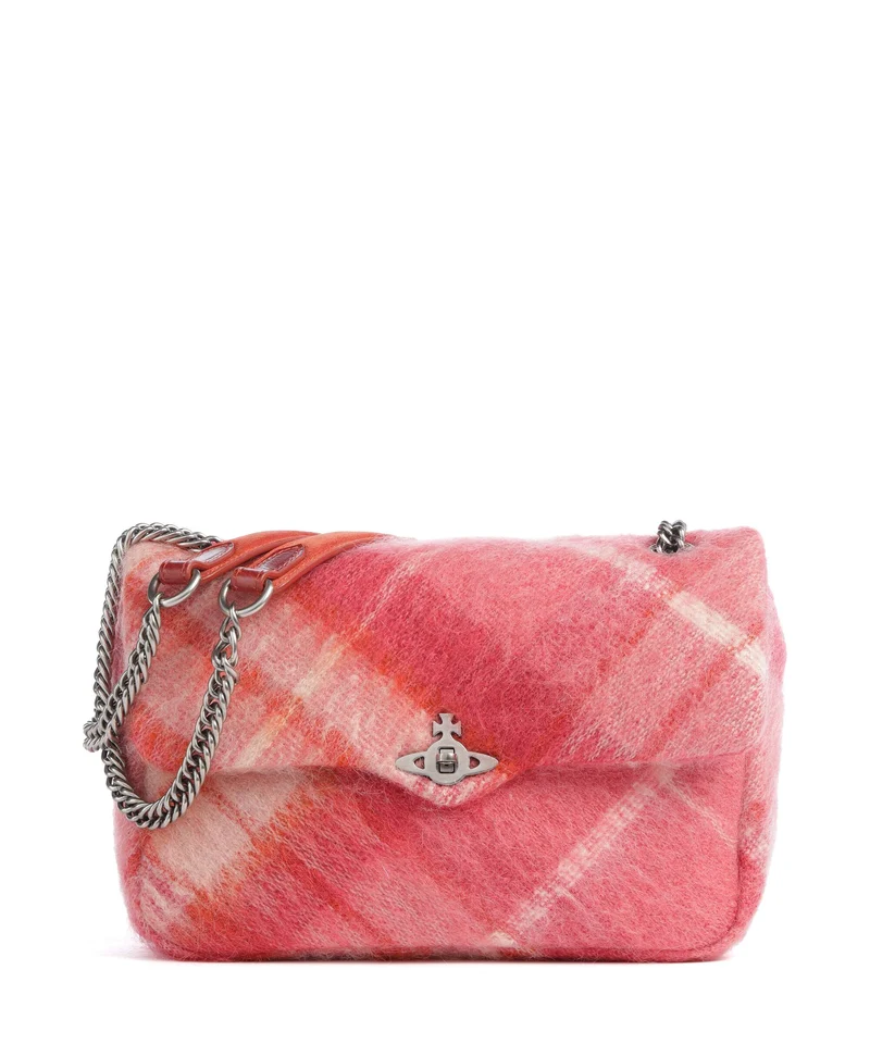 Vivienne Westwood Anita Tartan Mohair M Schultertasche fraser pink