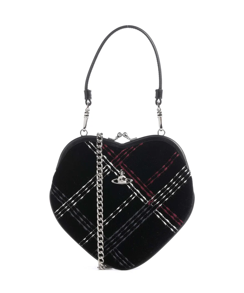 Vivienne Westwood Belle Heart Frame Velvet Check Handtasche black/multicolor