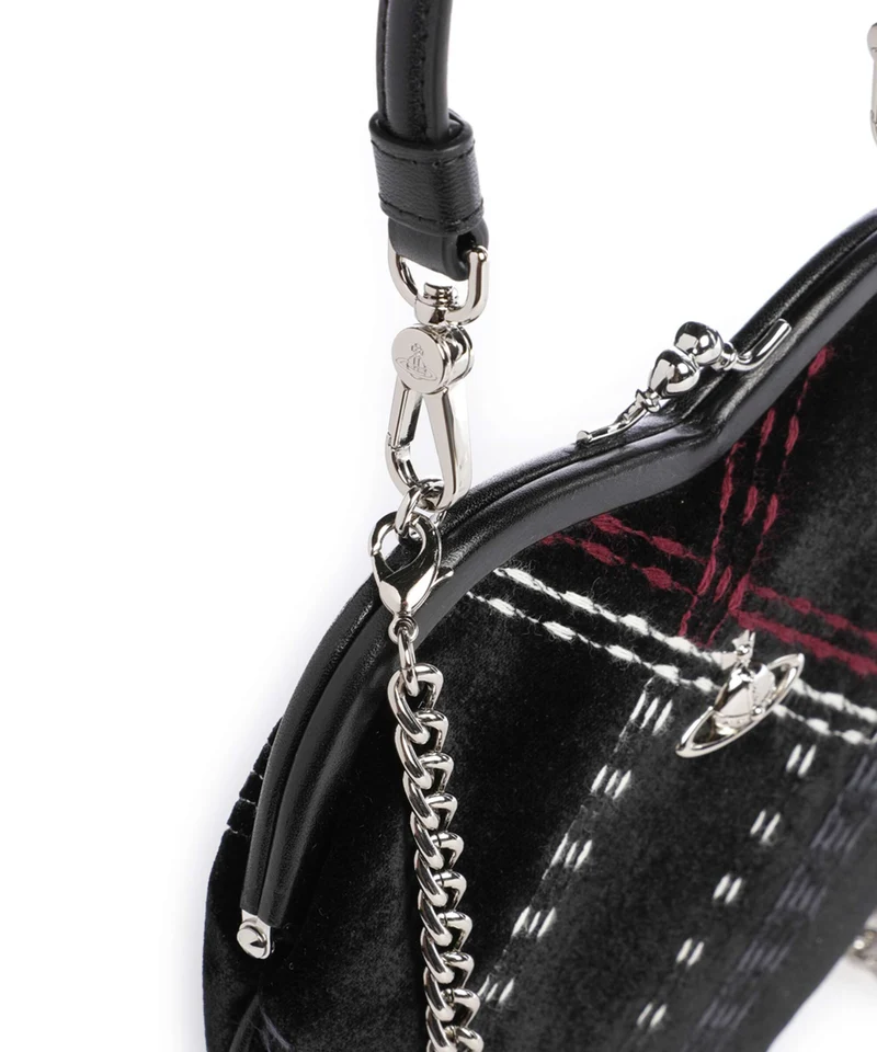 Vivienne Westwood Belle Heart Frame Velvet Check Handtasche black/multicolor