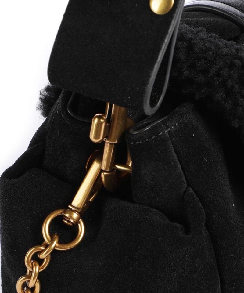 Vivienne Westwood Hazel Treasure Shearling Suede Schultertasche black