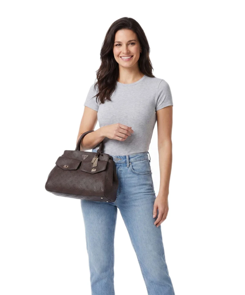 Guess Blake Large Handtasche brown logo
