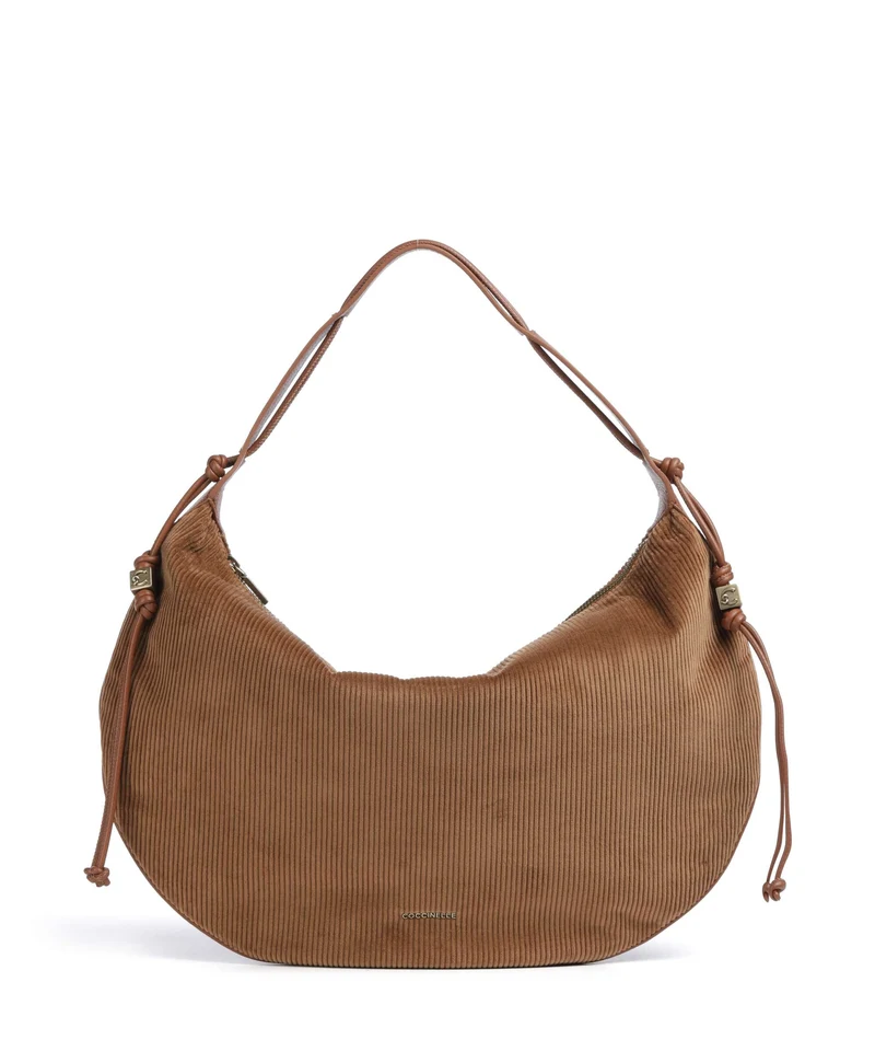 Coccinelle Thess Corduroy Beuteltasche cognac