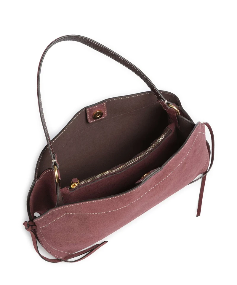 Abro Suede Necessity Small Schultertasche burgundy