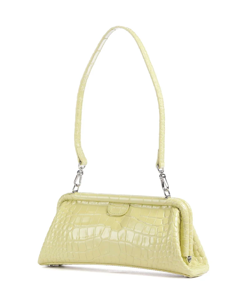 Vivienne Westwood Jane Frame Embossed Croc Schultertasche lime green