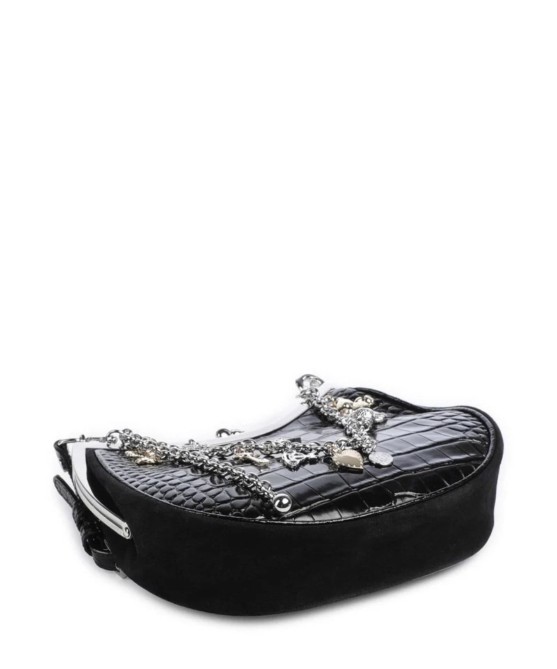 Vivienne Westwood Charm Frame Embossed Croc Schultertasche black