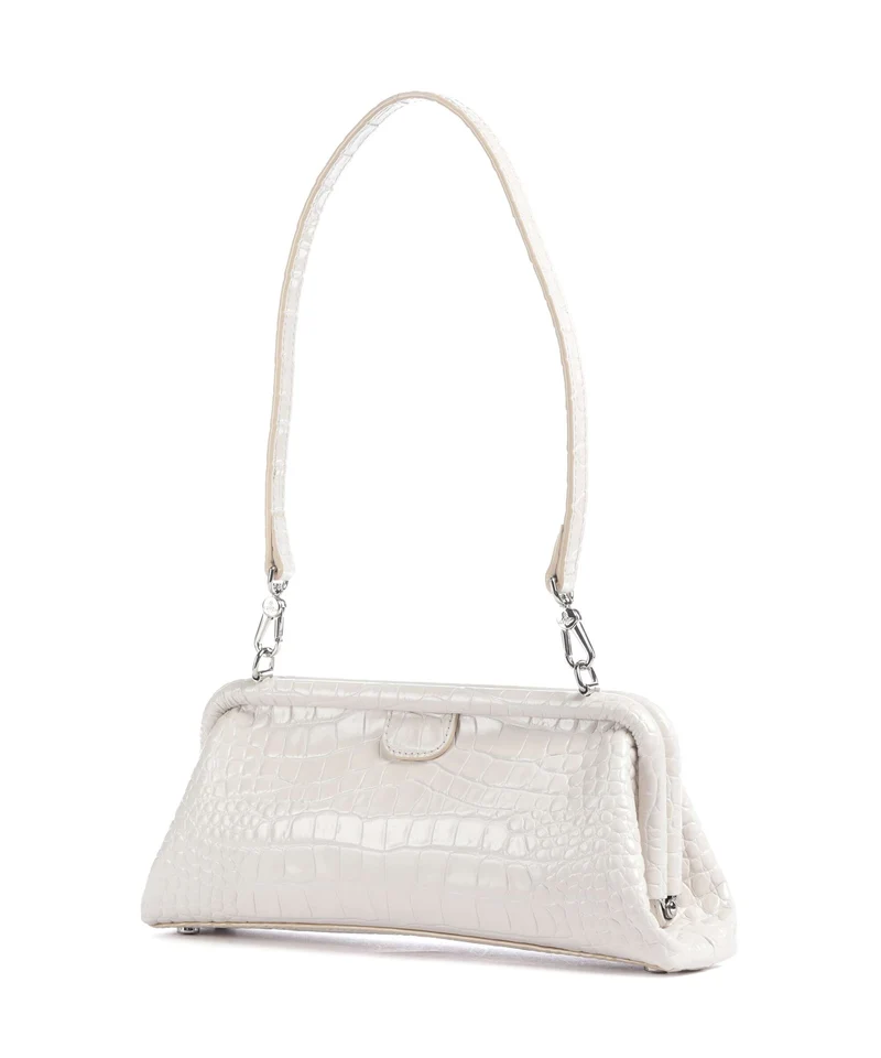 Vivienne Westwood Jane Frame Embossed Croc Schultertasche pearl white