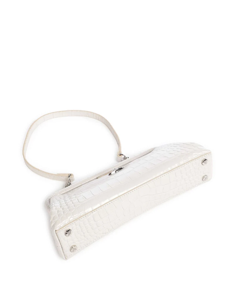 Vivienne Westwood Jane Frame Embossed Croc Schultertasche pearl white
