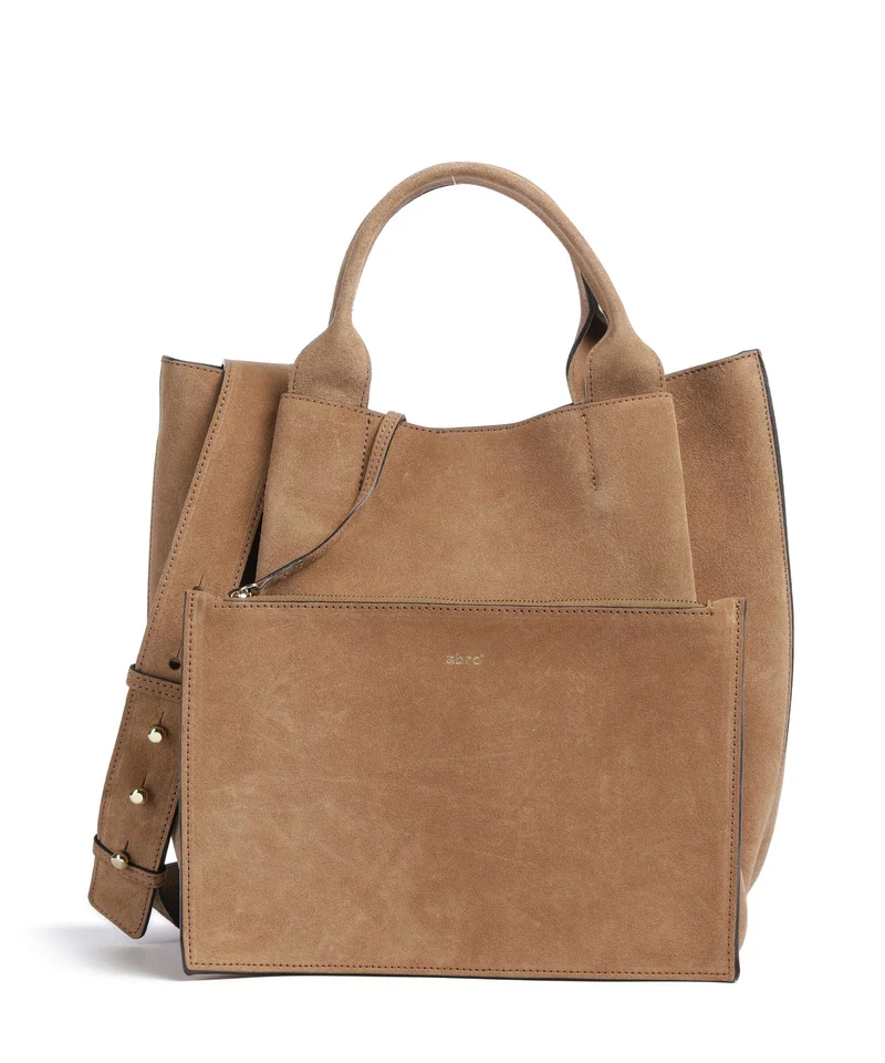 Abro Suede Essential Medium Handtasche cappuccino
