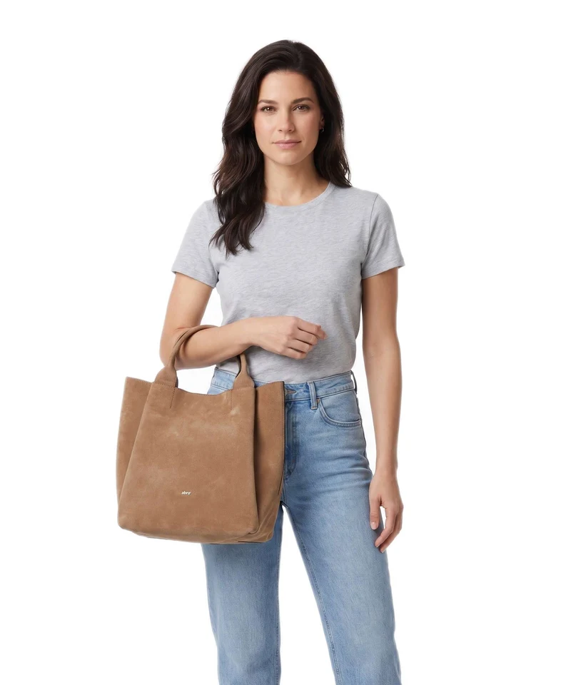 Abro Suede Essential Medium Handtasche cappuccino