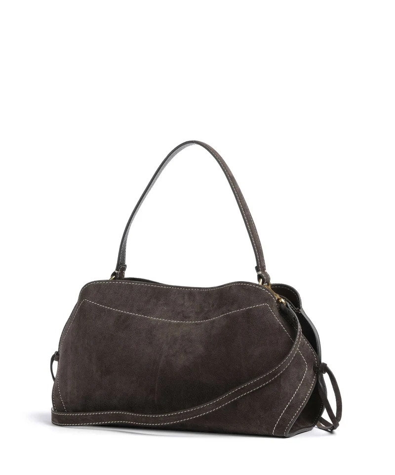 Abro Suede Necessity Small Schultertasche dark brown