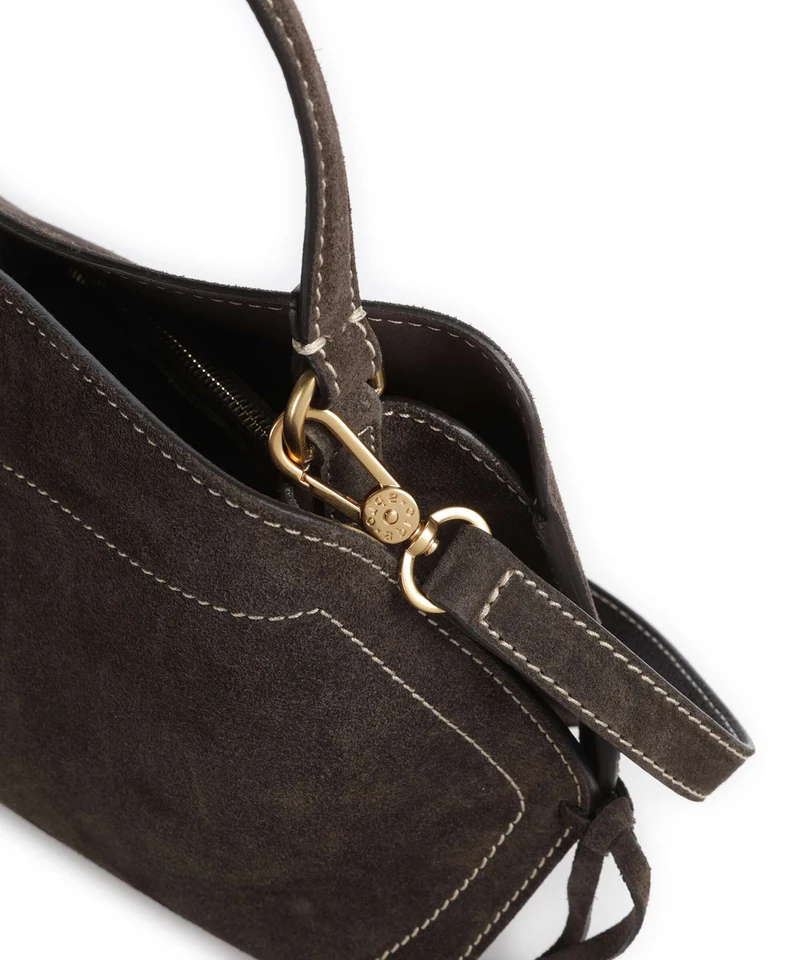 Abro Suede Necessity Small Schultertasche dark brown