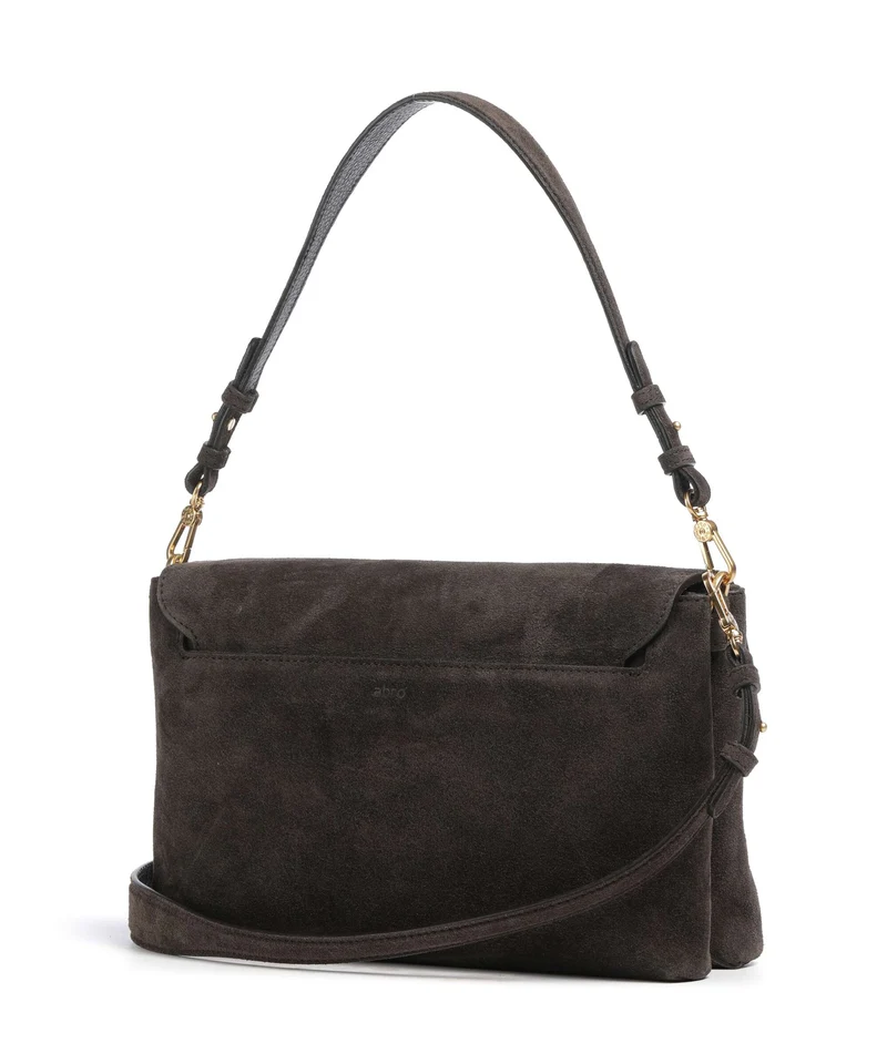 Abro Suede Twist Schultertasche dark brown