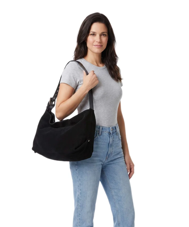 Vivienne Westwood Maxime Suede Medium Beuteltasche black