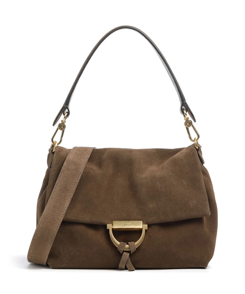 Abro Suede Temi Medium Schultertasche khaki